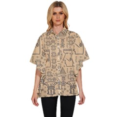 Aztec Tribal African Egyptian Style Seamless Pattern Vector Antique Ethnic Women s Batwing Button Up Shirt