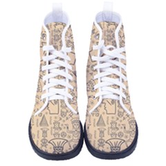 Aztec Tribal African Egyptian Style Seamless Pattern Vector Antique Ethnic Men s High-top Canvas Sneakers