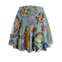 Cartoon Underwater Seamless Pattern With Crab Fish Seahorse Coral Marine Elements Mini Flare Skirt View2