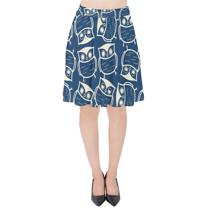 Cute Seamless Owl Background Pattern Velvet High Waist Skirt