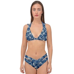 Cute Seamless Owl Background Pattern Double Strap Halter Bikini Set