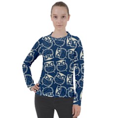 Cute Seamless Owl Background Pattern Women s Pique Long Sleeve T-shirt