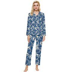 Cute Seamless Owl Background Pattern Womens  Long Sleeve Velvet Pocket Pajamas Set