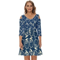 Cute Seamless Owl Background Pattern Shoulder Cut Out Zip Up Dress by Bedest