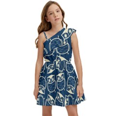 Cute Seamless Owl Background Pattern Kids  One Shoulder Party Dress by Bedest