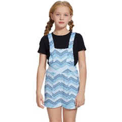 Seamless Pattern Of Cute Summer Blue Line Zigzag Kids  Short Overalls by Bedest