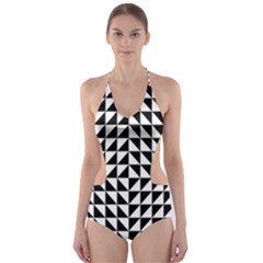 Optical-illusion-illusion-black Cut-out One Piece Swimsuit by Bedest