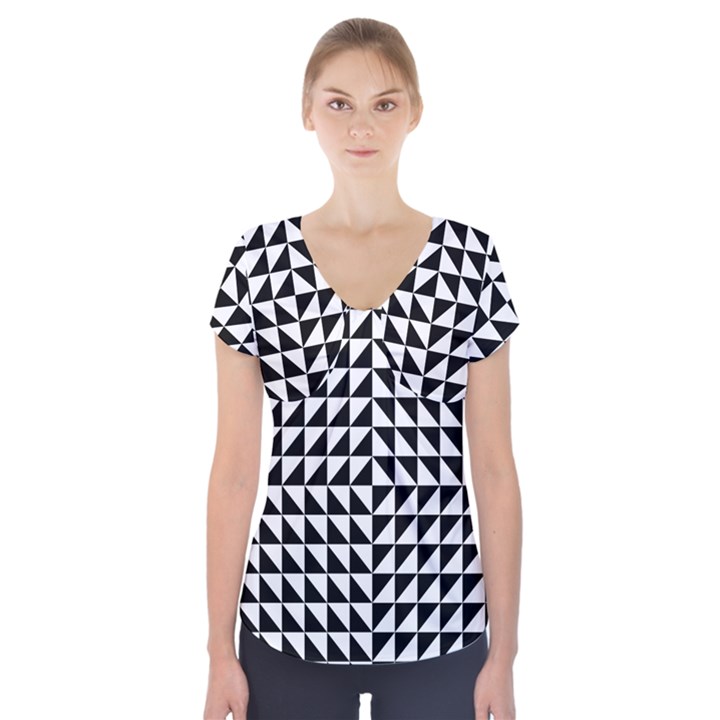 Optical-illusion-illusion-black Short Sleeve Front Detail Top