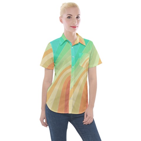 Arrangement-aesthetics-aesthetic Women s Short Sleeve Pocket Shirt by Bedest