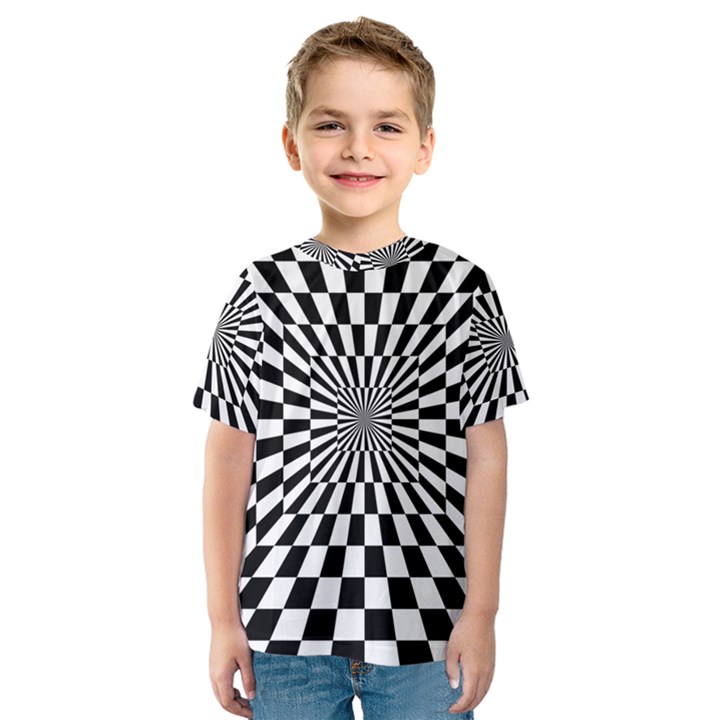 Optical-illusion-chessboard-tunnel Kids  Sport Mesh T-Shirt