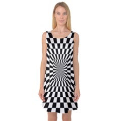 Optical-illusion-chessboard-tunnel Sleeveless Satin Nightdress by Bedest