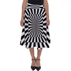 Optical-illusion-chessboard-tunnel Perfect Length Midi Skirt by Bedest