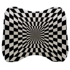 Optical-illusion-chessboard-tunnel Velour Head Support Cushion by Bedest