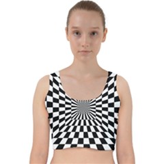 Optical-illusion-chessboard-tunnel Velvet Racer Back Crop Top by Bedest