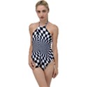 Optical-illusion-chessboard-tunnel Go with the Flow One Piece Swimsuit View1