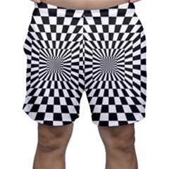 Optical-illusion-chessboard-tunnel Men s Shorts by Bedest