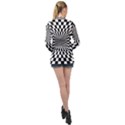 Optical-illusion-chessboard-tunnel Long Sleeve Satin Shirt View2