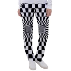 Optical-illusion-chessboard-tunnel Women s Casual Pants by Bedest