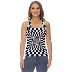 Optical-illusion-chessboard-tunnel Basic Halter Top by Bedest