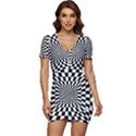 Optical-illusion-chessboard-tunnel Low Cut Cap Sleeve Mini Dress View1