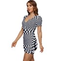 Optical-illusion-chessboard-tunnel Low Cut Cap Sleeve Mini Dress View2