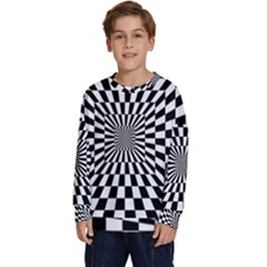 Optical-illusion-chessboard-tunnel Kids  Crewneck Sweatshirt