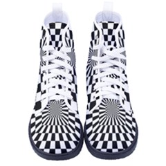 Optical-illusion-chessboard-tunnel Men s High-top Canvas Sneakers