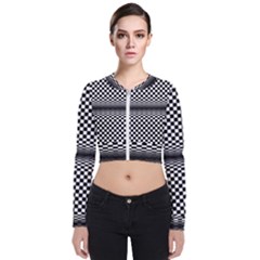 Art-optical-black-white-contrast Long Sleeve Zip Up Bomber Jacket by Bedest