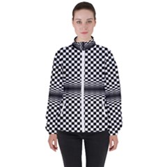 Art-optical-black-white-contrast Women s High Neck Windbreaker by Bedest