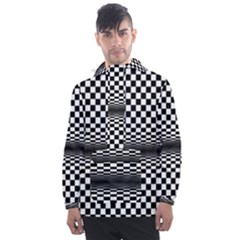 Art-optical-black-white-contrast Men s Front Pocket Pullover Windbreaker by Bedest