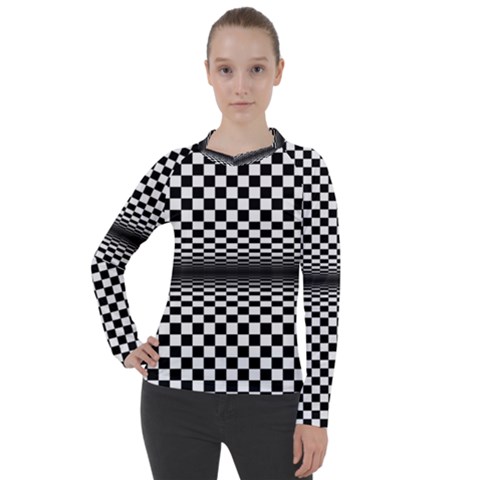 Art-optical-black-white-contrast Women s Pique Long Sleeve T-shirt by Bedest