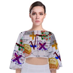 Mathematics Formula Physics School Tie Back Butterfly Sleeve Chiffon Top by Bedest