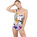 Mathematics Formula Physics School Frilly One Shoulder Swimsuit View1