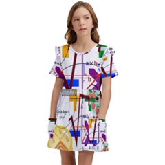 Mathematics Formula Physics School Kids  Frilly Sleeves Pocket Dress by Bedest