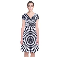 Starburst-sunburst-hypnotic Short Sleeve Front Wrap Dress by Bedest