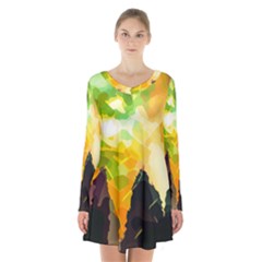 Forest-trees-nature-wood-green Long Sleeve Velvet V-neck Dress