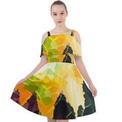 Forest-trees-nature-wood-green Cut Out Shoulders Chiffon Dress by Bedest