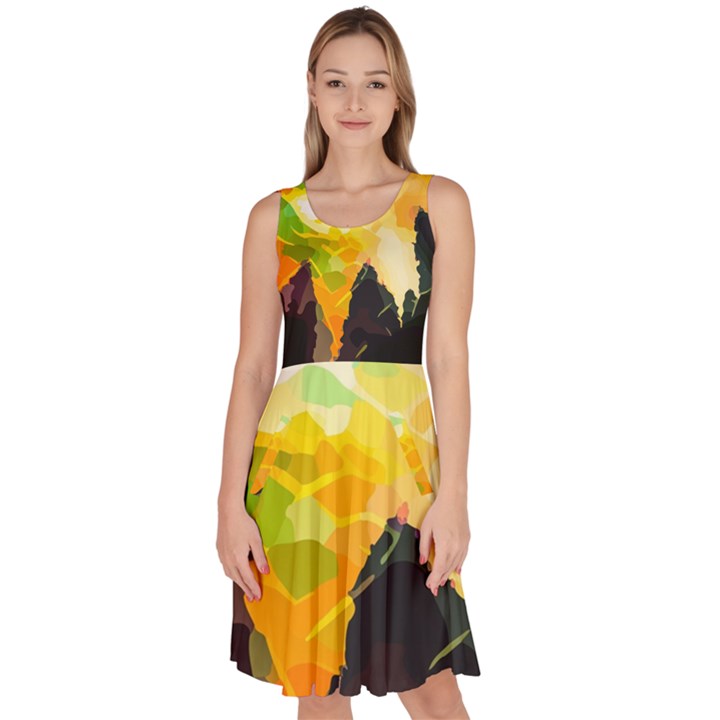 Forest-trees-nature-wood-green Knee Length Skater Dress With Pockets