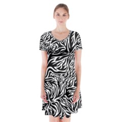 Flame Fire Pattern Digital Art Short Sleeve V-neck Flare Dress by Bedest