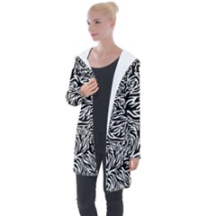 Flame Fire Pattern Digital Art Longline Hooded Cardigan