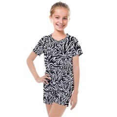 Flame Fire Pattern Digital Art Kids  Mesh T-Shirt and Shorts Set