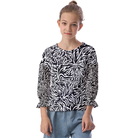 Flame Fire Pattern Digital Art Kids  Cuff Sleeve Top by Bedest