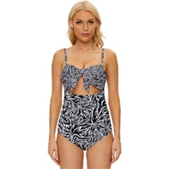 Flame Fire Pattern Digital Art Knot Front One-piece Swimsuit by Bedest