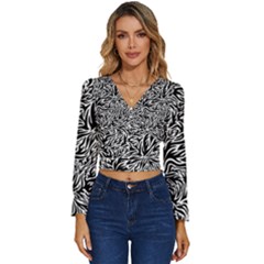 Flame Fire Pattern Digital Art Long Sleeve V-Neck Top