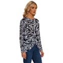 Flame Fire Pattern Digital Art Long Sleeve Crew Neck Pullover Top View3