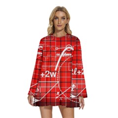 Geometry-mathematics-cube Round Neck Long Sleeve Bohemian Style Chiffon Mini Dress by Bedest