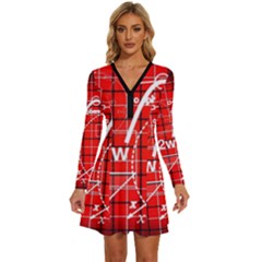 Geometry-mathematics-cube Long Sleeve Deep V Mini Dress  by Bedest