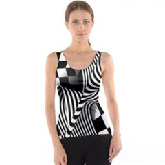 Op-art-black-white-drawing Women s Basic Tank Top by Bedest