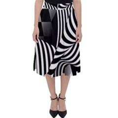 Op-art-black-white-drawing Classic Midi Skirt by Bedest