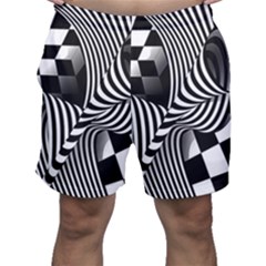 Op-art-black-white-drawing Men s Shorts